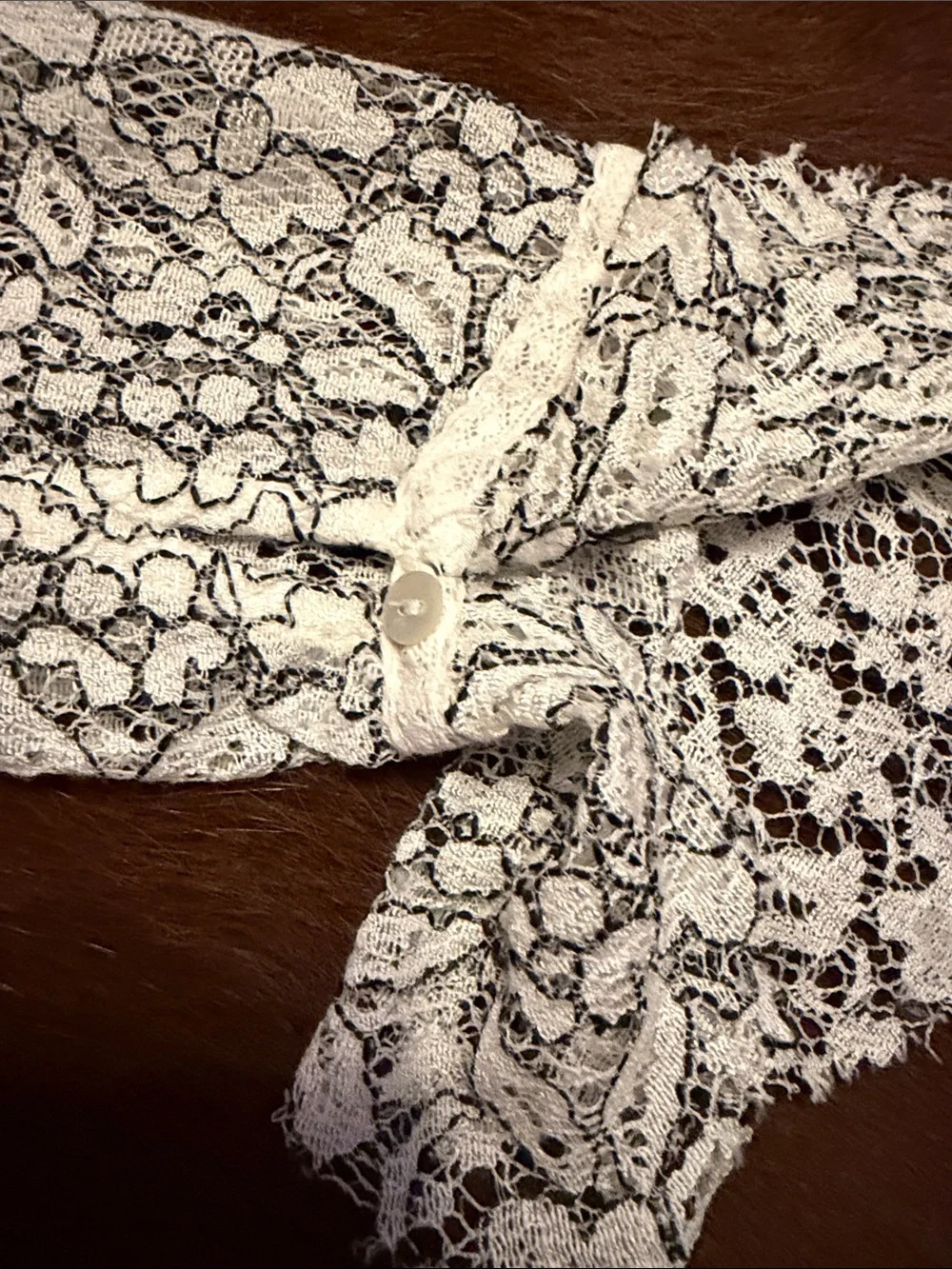 Free People White Lace & Gauze Long Sleeve Mini Dress
